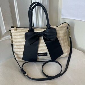 Karl Lagerfeld Cream and Black Bow Satchel GUC